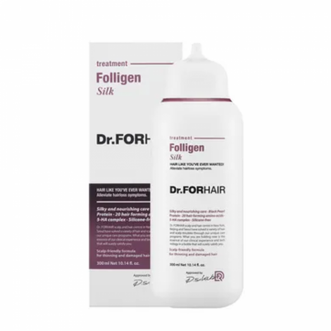 Відновлююча маска - кондиціонер для пошкодженого волосся Dr.FORHAIR Folligen Silk Treatment, 300 мл