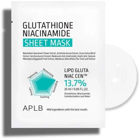 Тканинна маска з глутатіоном і ніацинамідом APLB Glutathione Niacinamide Sheet Mask, 25 мл