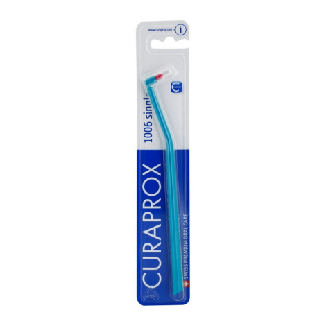 Монопучкова щітка Curaprox CS 1006 SINGLE & SULCULAR  (щітка бірюзова / щетина рожева), 6 мм