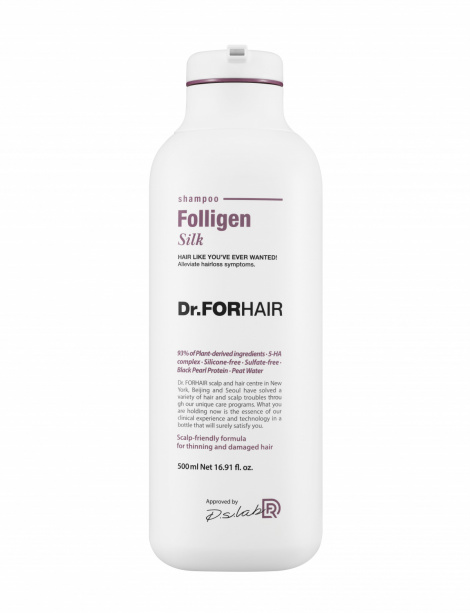 Шампунь для сухого та пошкодженого волосся Dr.FORHAIR Folligen Silk Shampoo, 500 мл