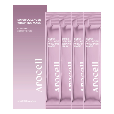 Маска-пленка с коллагеном для увлажнения и лифтинга Arocell Super Collagen Wrapping Mask, 4 шт*5 г
