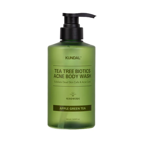 Гель для душу від висипань на тілі Kundal Tea Tree Biotics Acne Body Wash Apple Green Tea, 500 мл