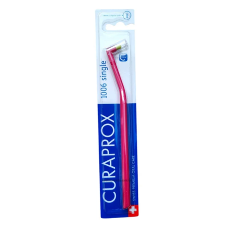 Монопучкова щітка Curaprox CS 1006 SINGLE & SULCULAR (щітка малинова/щетина салатова), 6 мм