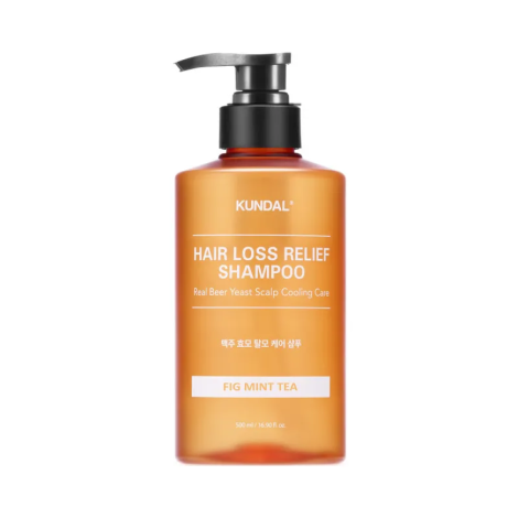 Шампунь пивний для об'єму тонкого волосся Kundal Beer Yeast Hair Loss Relief Shampoo Fig Mint Tea, 500 мл